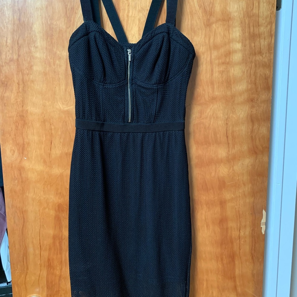 Bebe black size small midi mesh dress